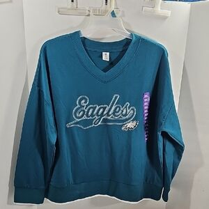 NFL Eagles Teal V-Neck Sweatshirt